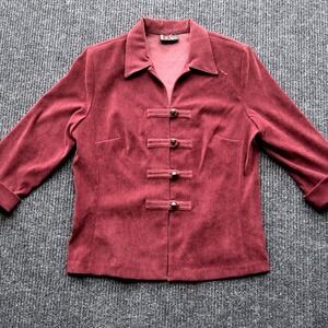 VTG R&K‎ Originals Petite Velour Blazer Jacket Burgundy Ball And Loop Closure